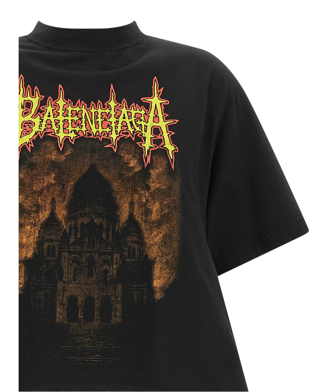 BALENCIAGA Черная хлопковая футболка, фото 3