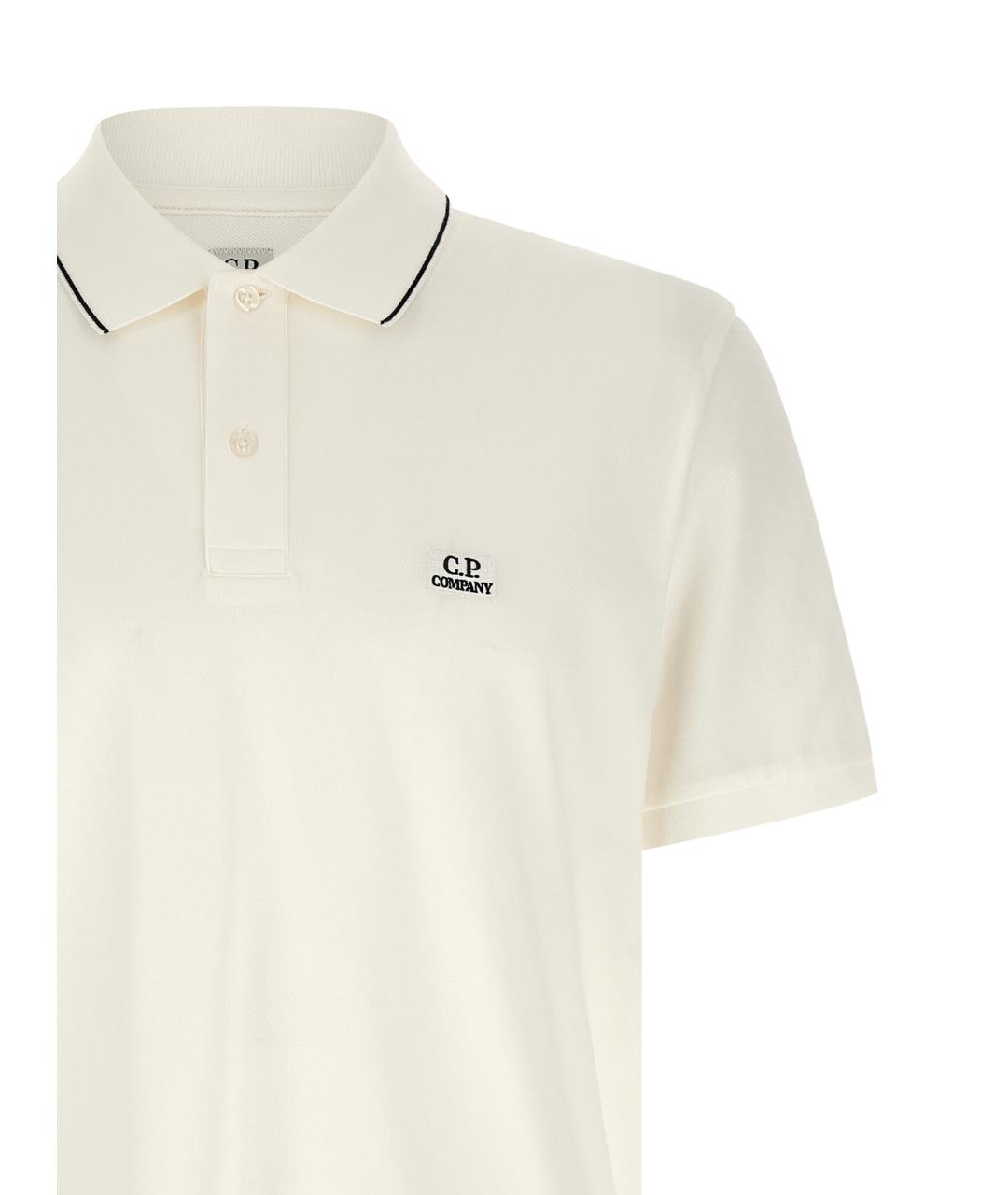 CP COMPANY Белое хлопковое поло с коротким рукавом, фото 3