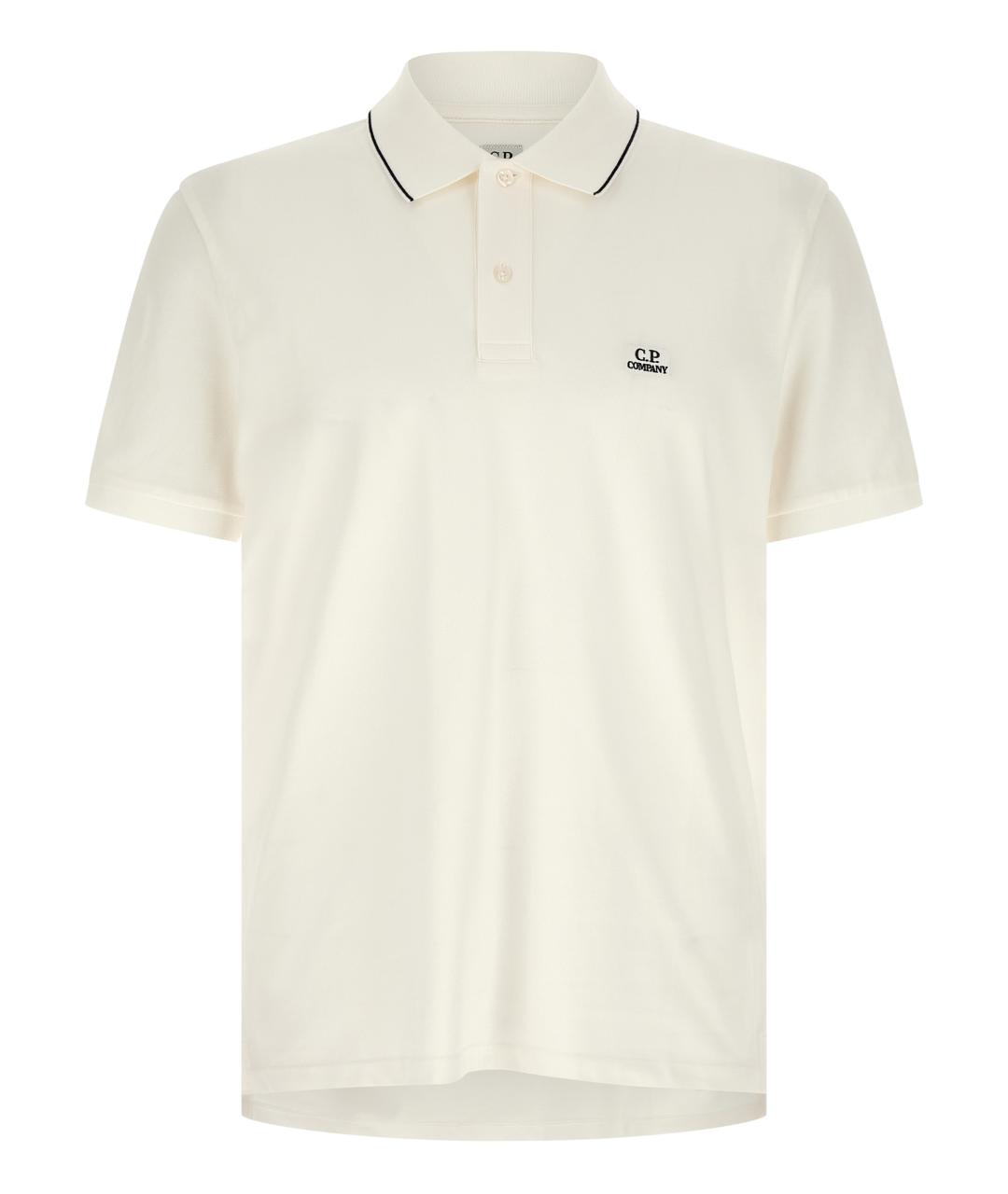 CP COMPANY Белое хлопковое поло с коротким рукавом, фото 1