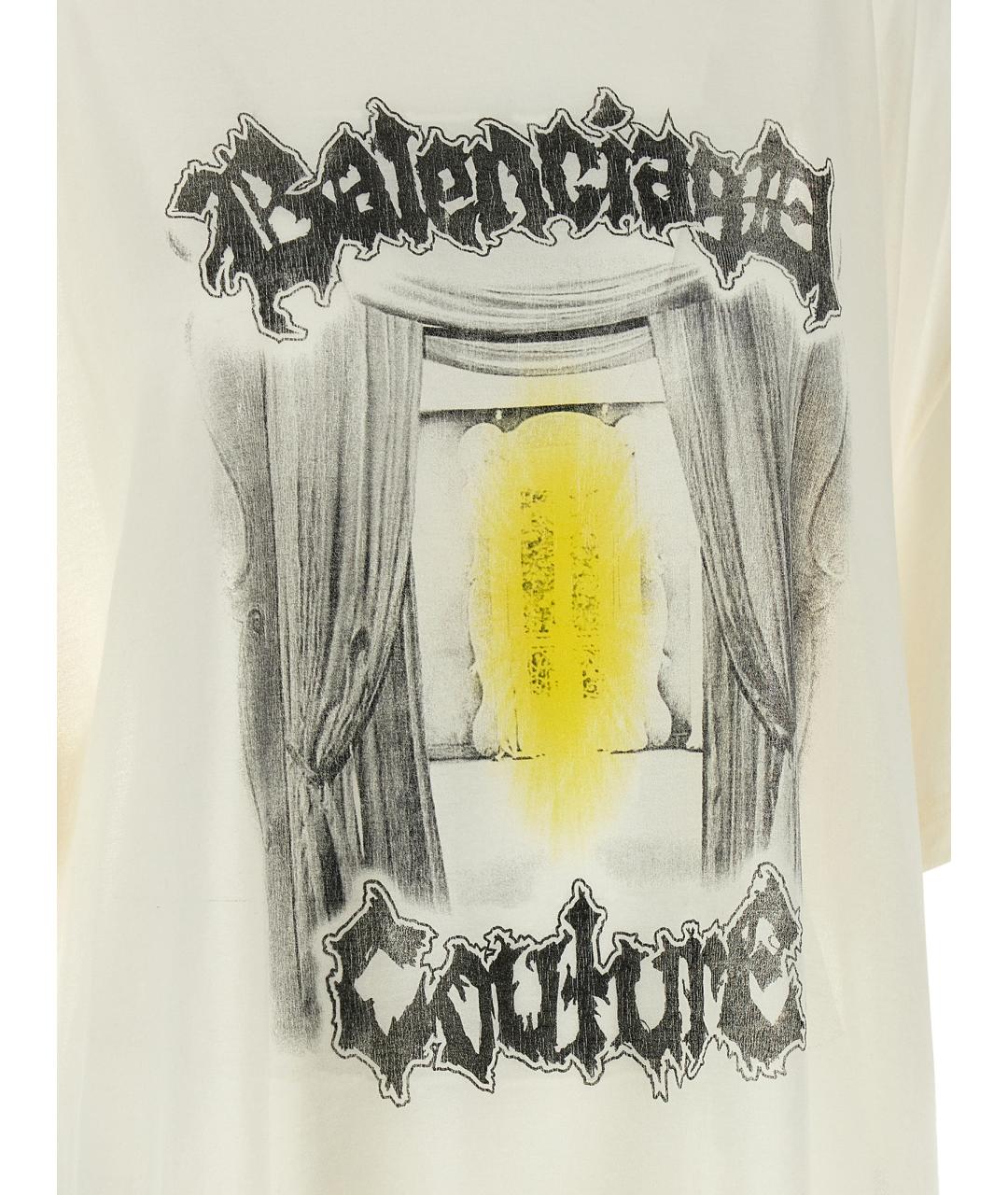 BALENCIAGA Белая хлопковая футболка, фото 4