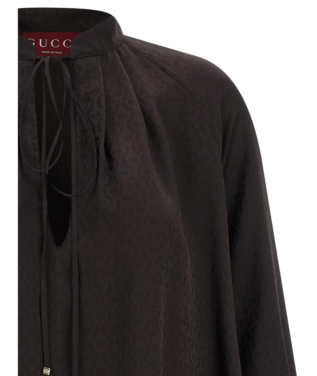 GUCCI Коричневая шелковая блузы, фото 4