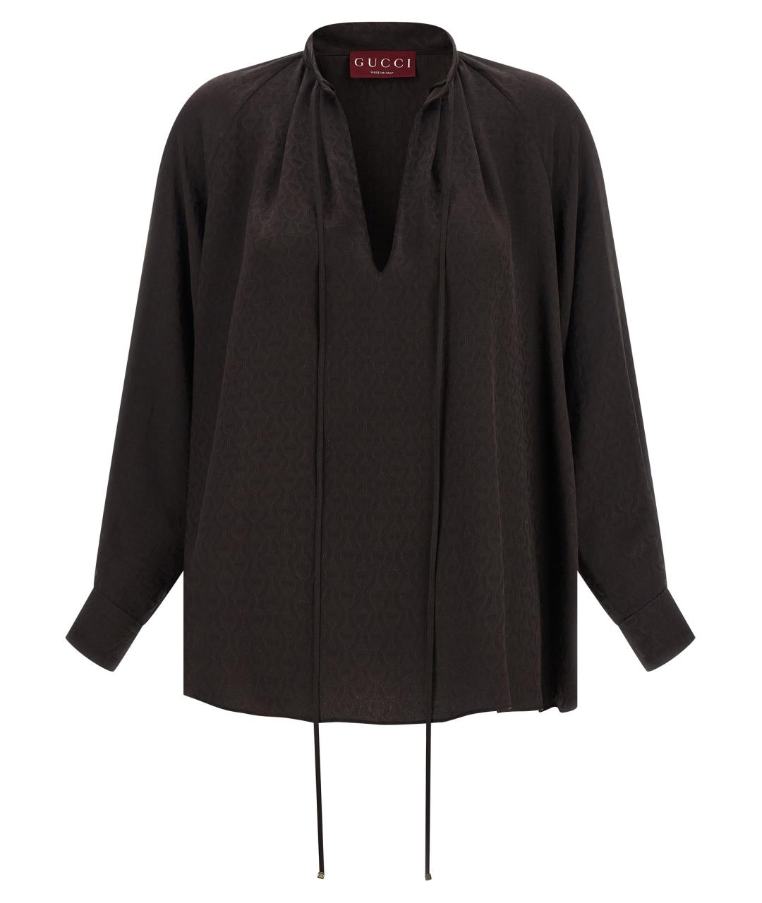 GUCCI Коричневая шелковая блузы, фото 2