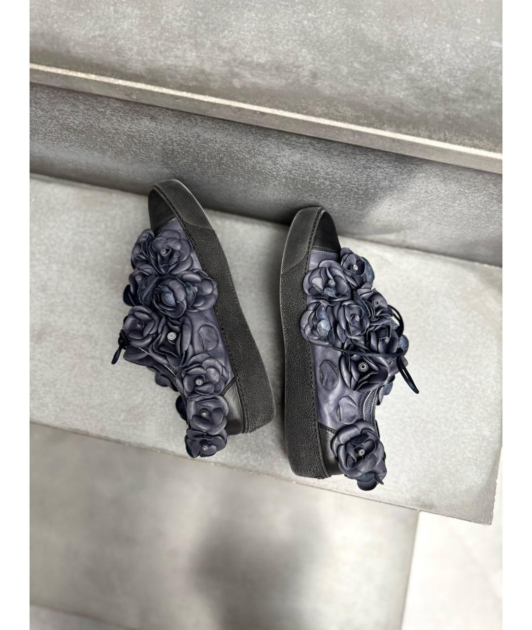 CHANEL Темно-синие кожаные кеды, фото 8