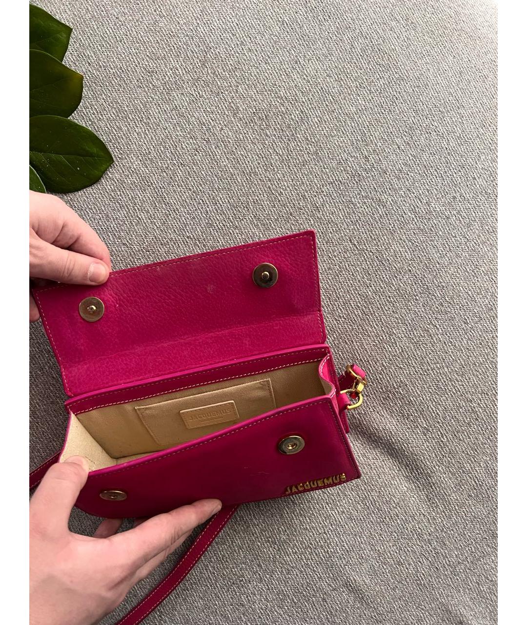 JACQUEMUS Розовая замшевая сумка через плечо, фото 5