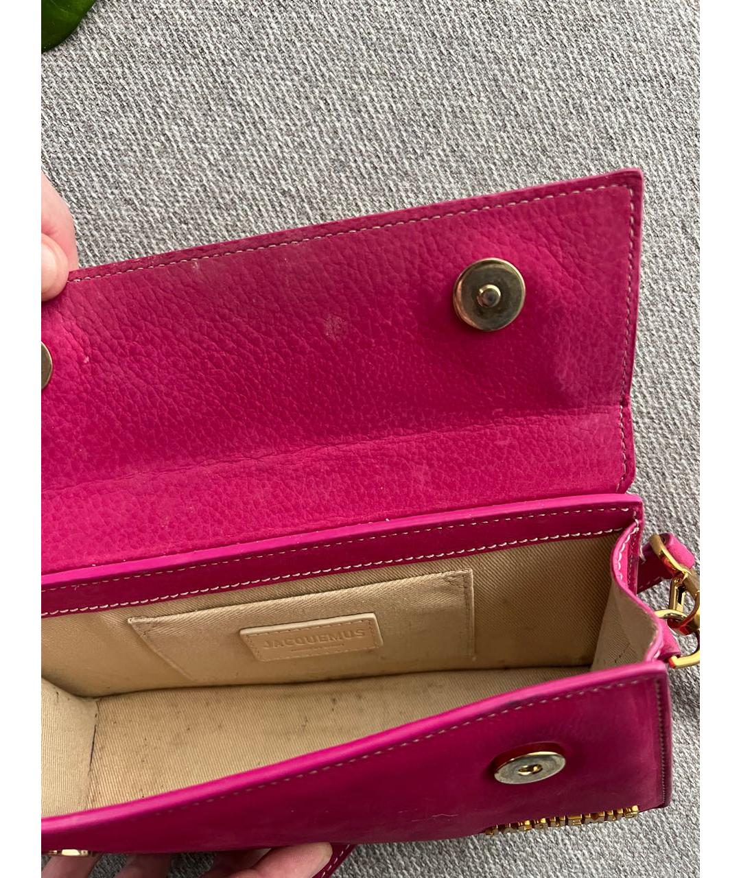 JACQUEMUS Розовая замшевая сумка через плечо, фото 4