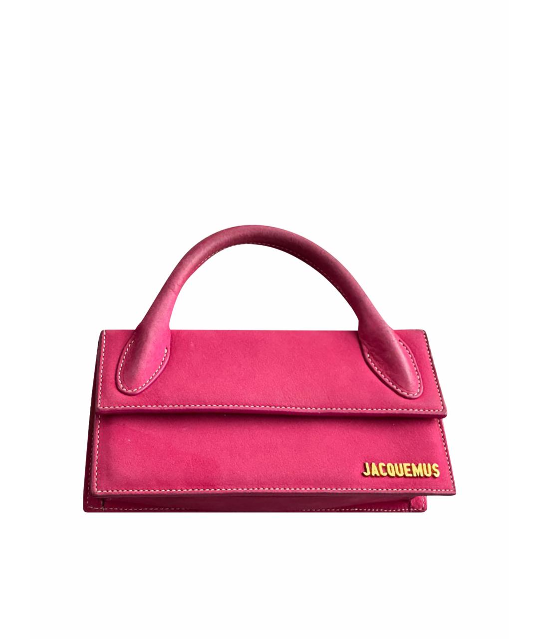JACQUEMUS Розовая замшевая сумка через плечо, фото 1