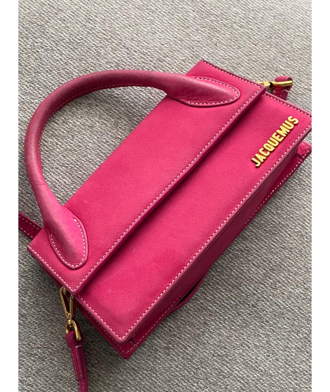 JACQUEMUS Розовая замшевая сумка через плечо, фото 9