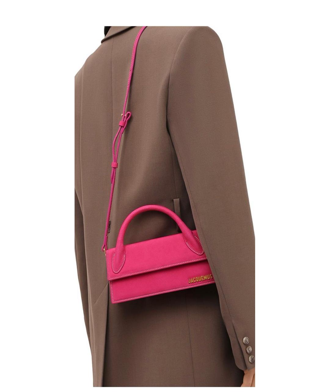 JACQUEMUS Розовая замшевая сумка через плечо, фото 7