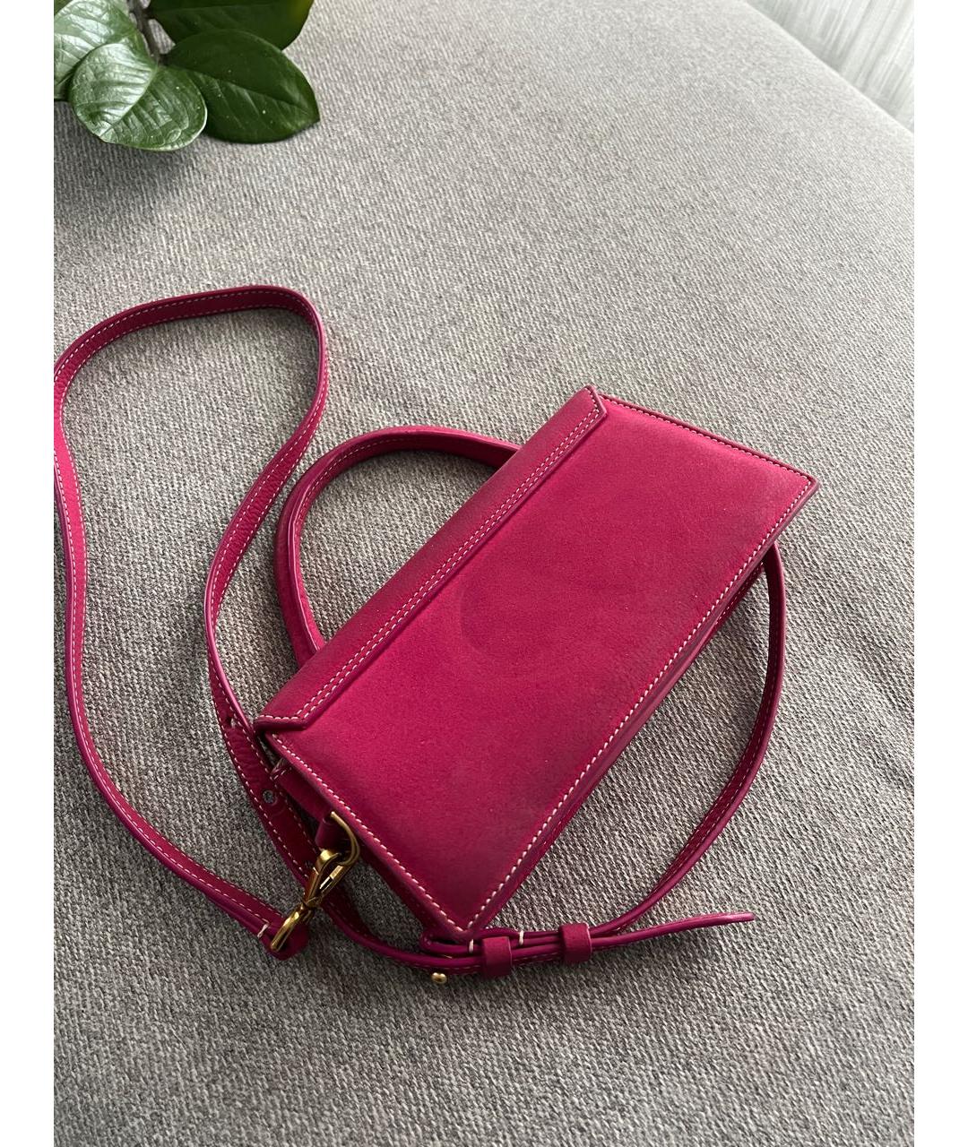 JACQUEMUS Розовая замшевая сумка через плечо, фото 3