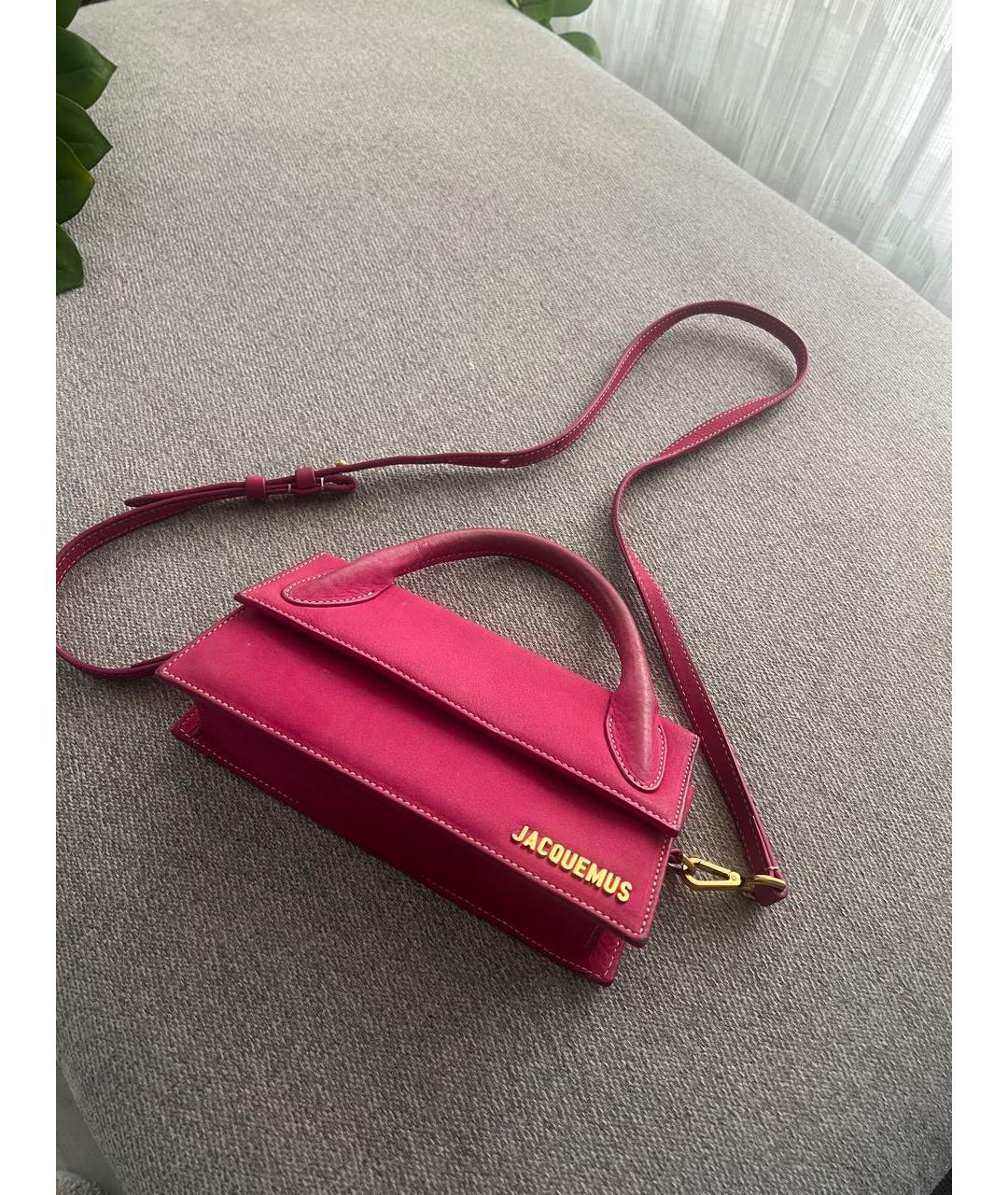 JACQUEMUS Розовая замшевая сумка через плечо, фото 2
