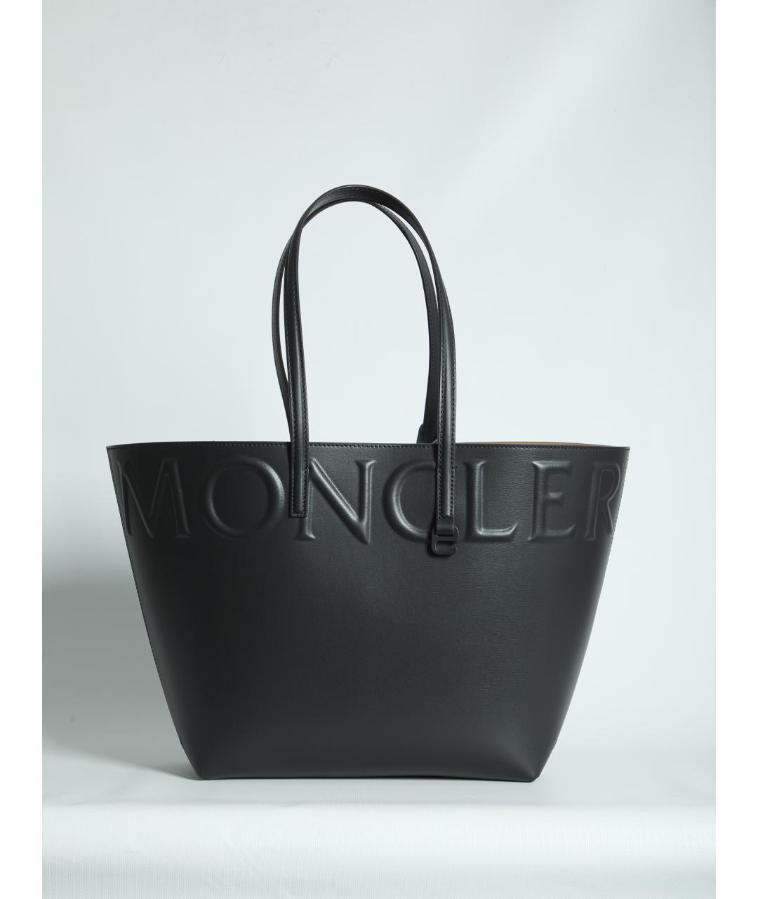 MONCLER Черная кожаная сумка тоут, фото 5