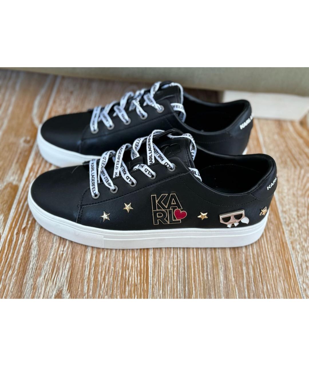 KARL LAGERFELD Черные кеды из искусственной кожи, фото 7