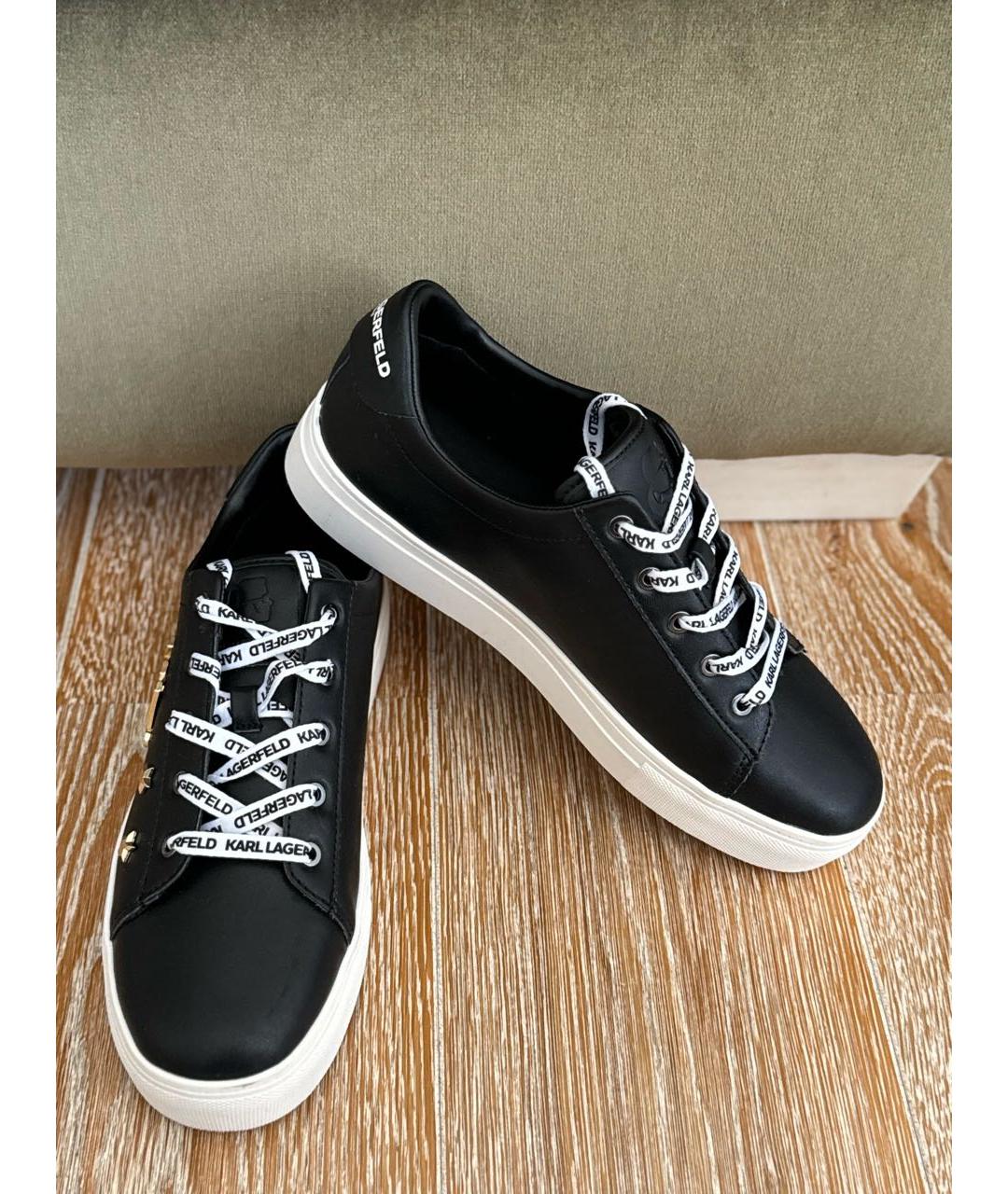 KARL LAGERFELD Черные кеды из искусственной кожи, фото 3