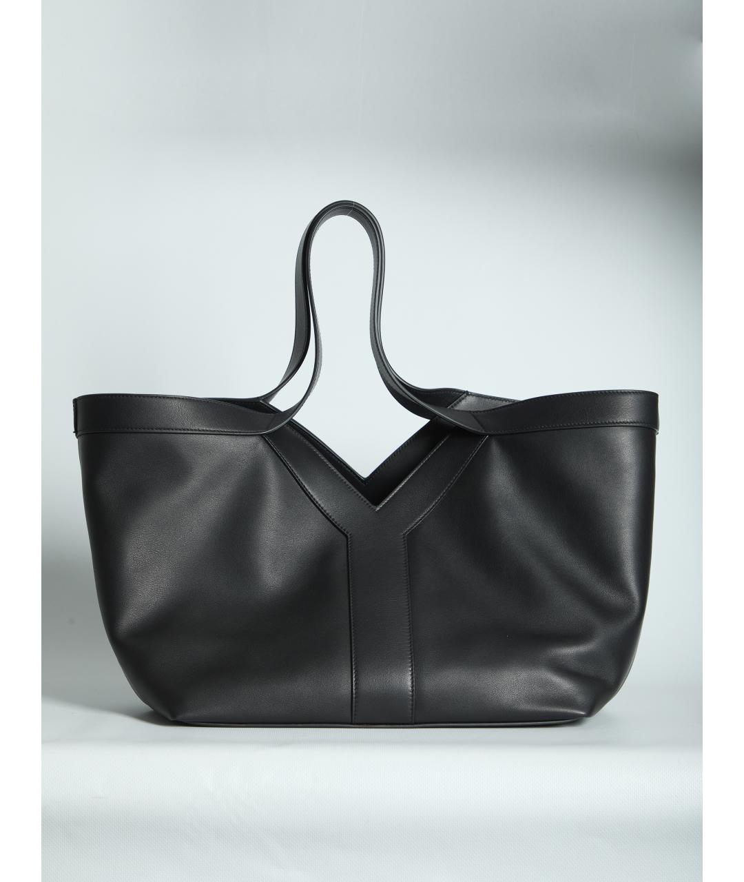 SAINT LAURENT Черная кожаная сумка тоут, фото 2