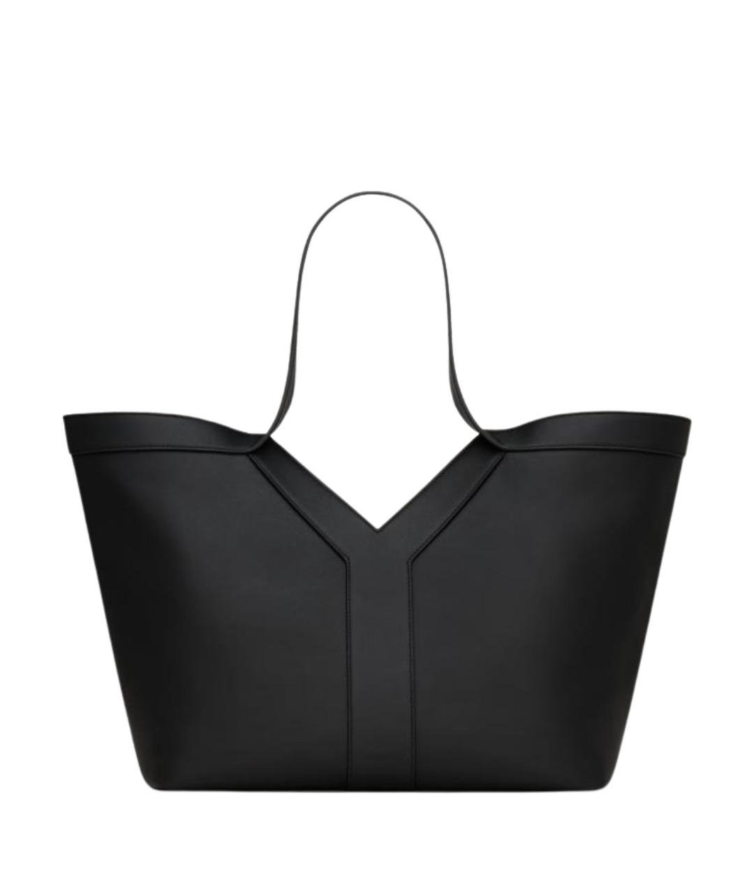 SAINT LAURENT Черная кожаная сумка тоут, фото 1