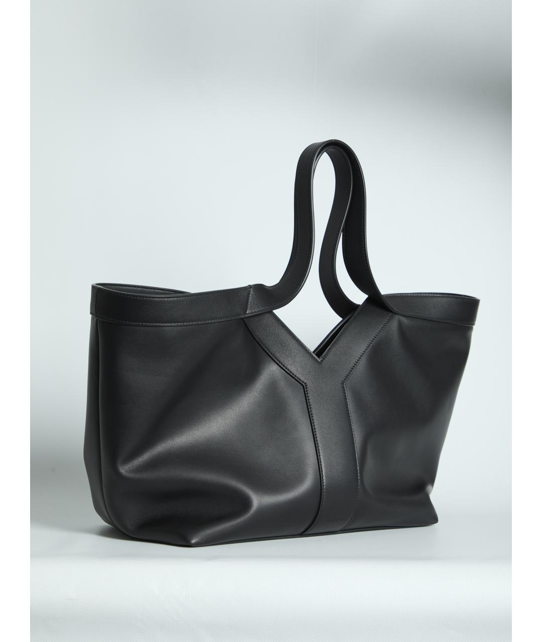 SAINT LAURENT Черная кожаная сумка тоут, фото 3