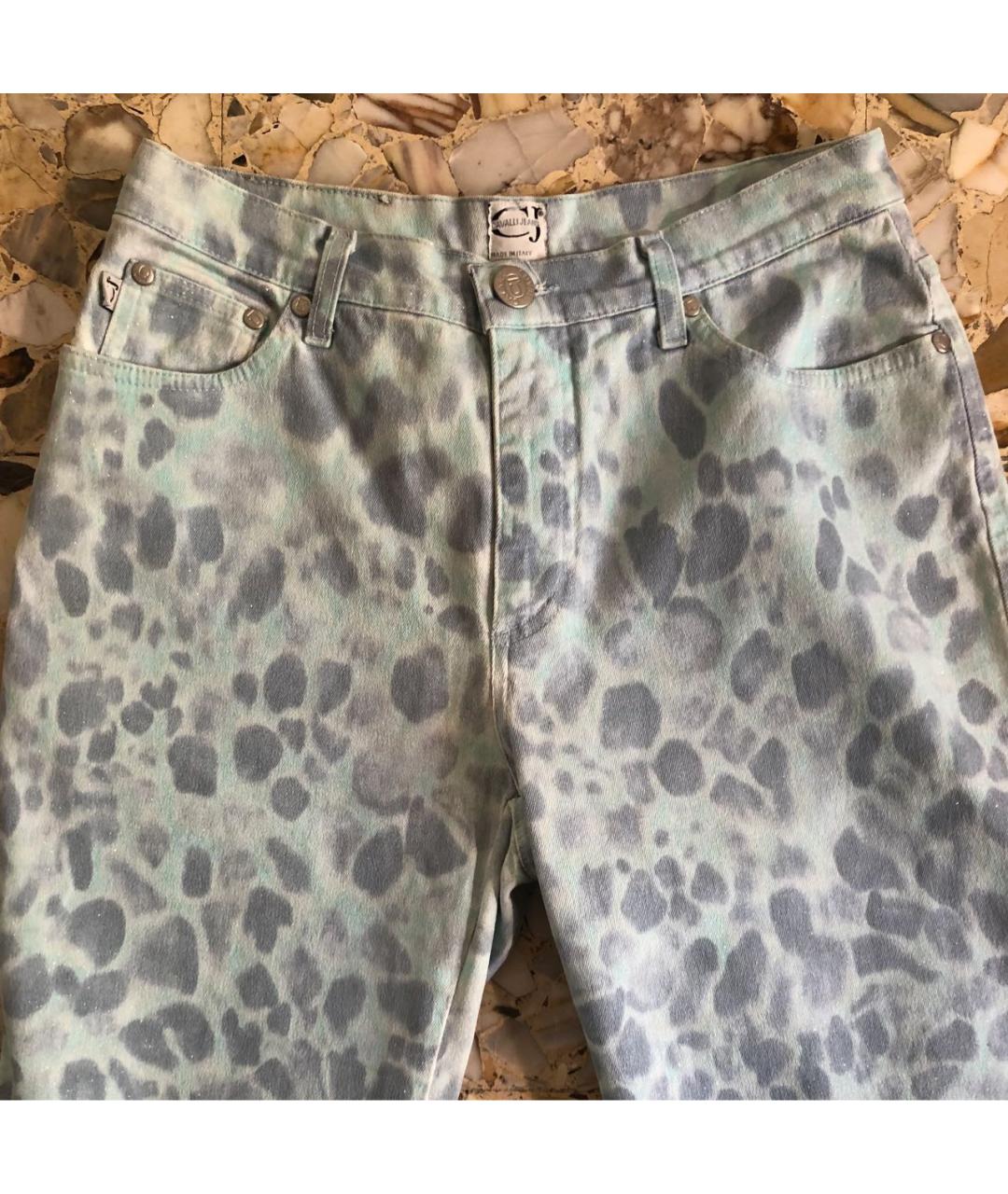 ROBERTO CAVALLI Голубые хлопко-эластановые прямые джинсы, фото 3