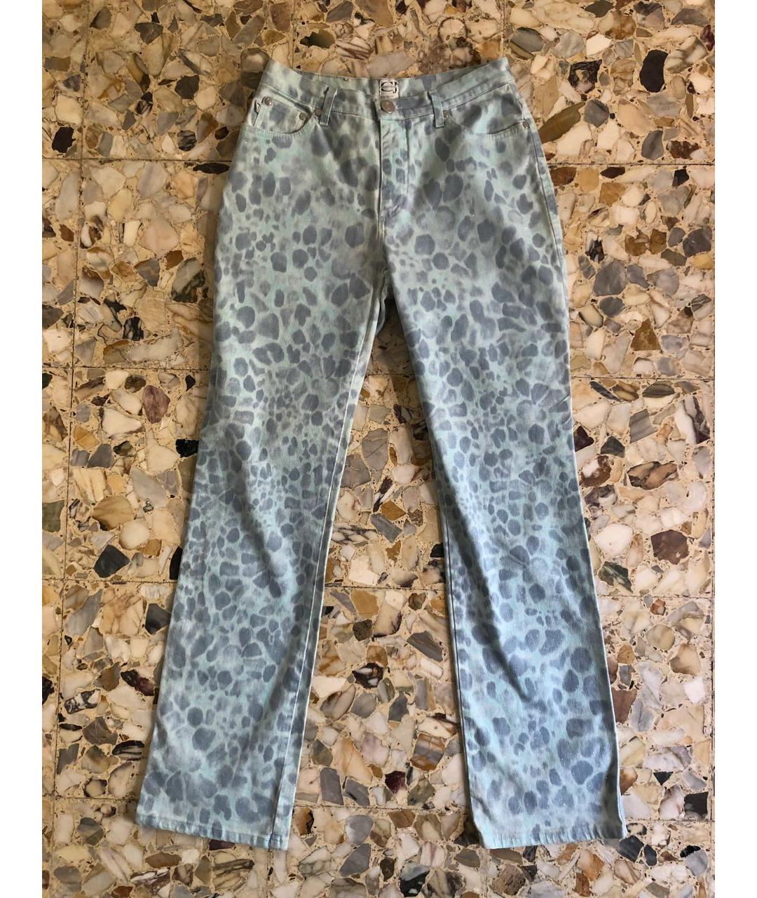 ROBERTO CAVALLI Голубые хлопко-эластановые прямые джинсы, фото 9