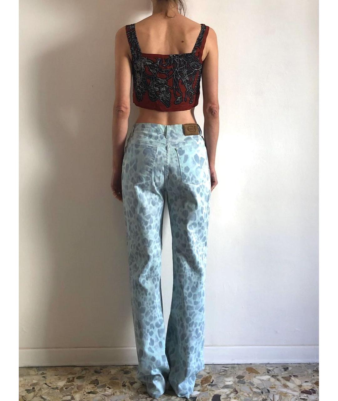 ROBERTO CAVALLI Голубые хлопко-эластановые прямые джинсы, фото 4