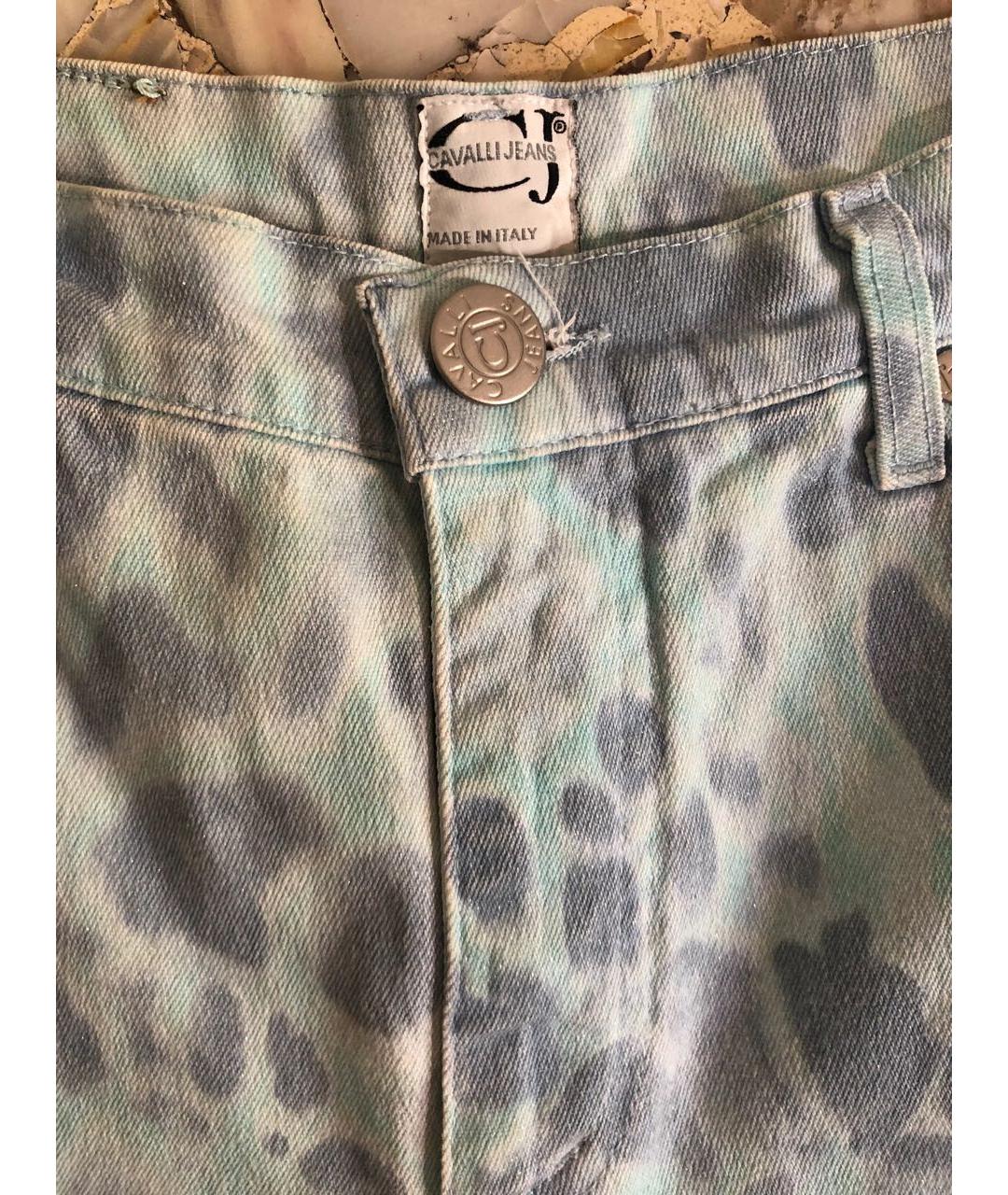 ROBERTO CAVALLI Голубые хлопко-эластановые прямые джинсы, фото 6