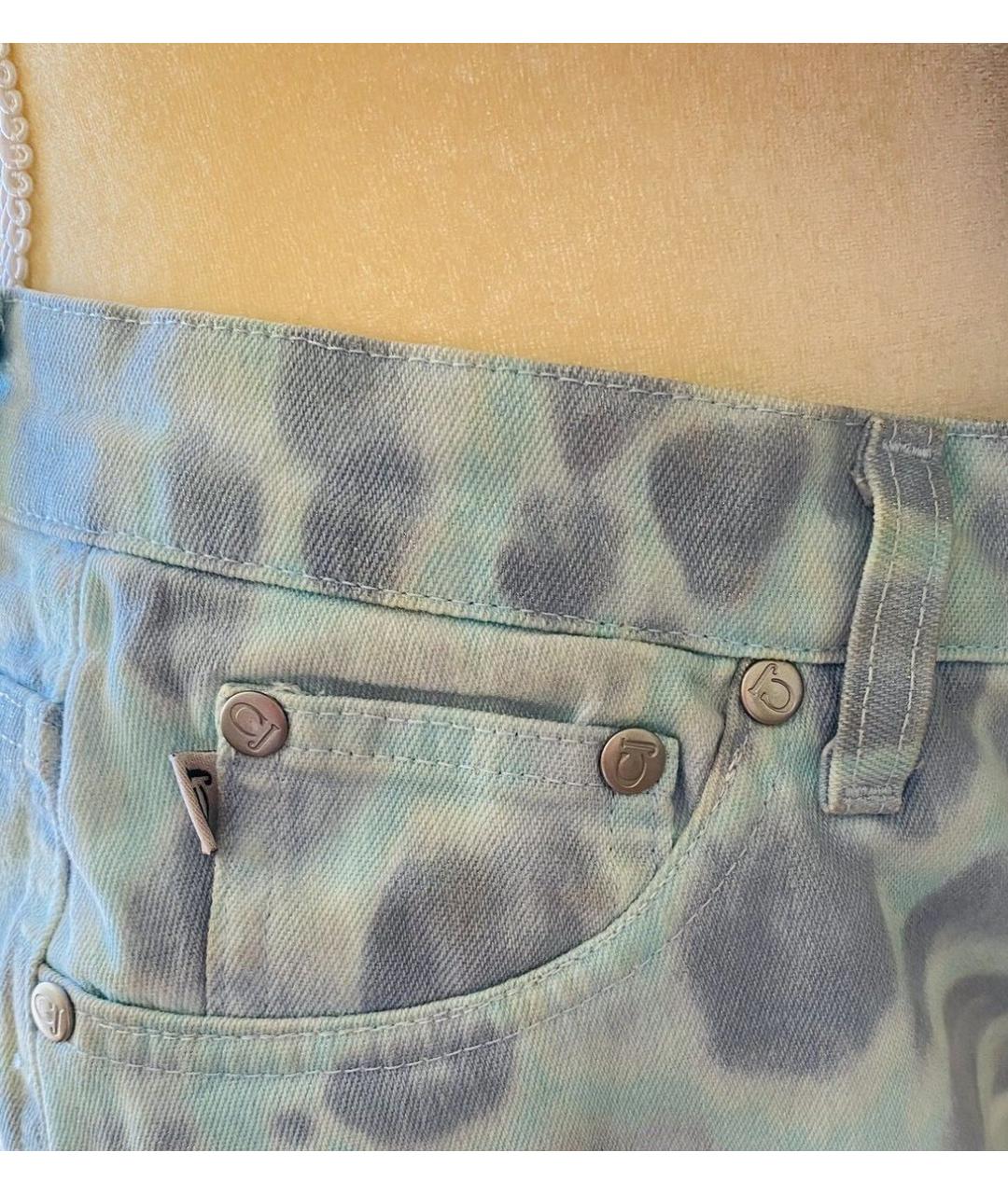 ROBERTO CAVALLI Голубые хлопко-эластановые прямые джинсы, фото 8