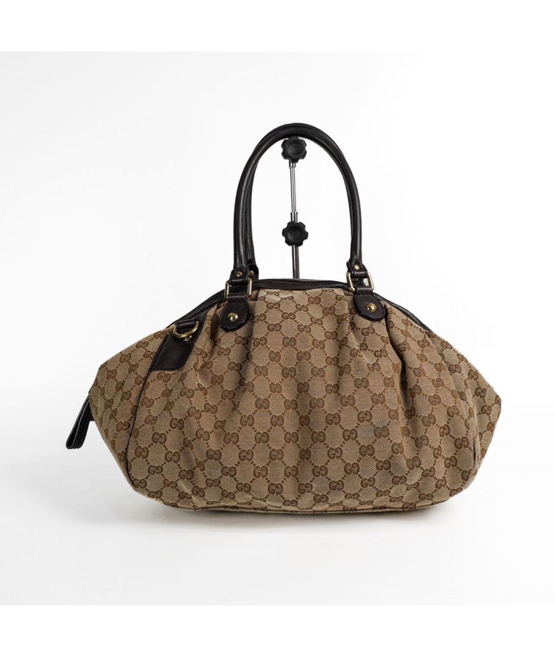 GUCCI Коричневая кожаная сумка с короткими ручками, фото 2