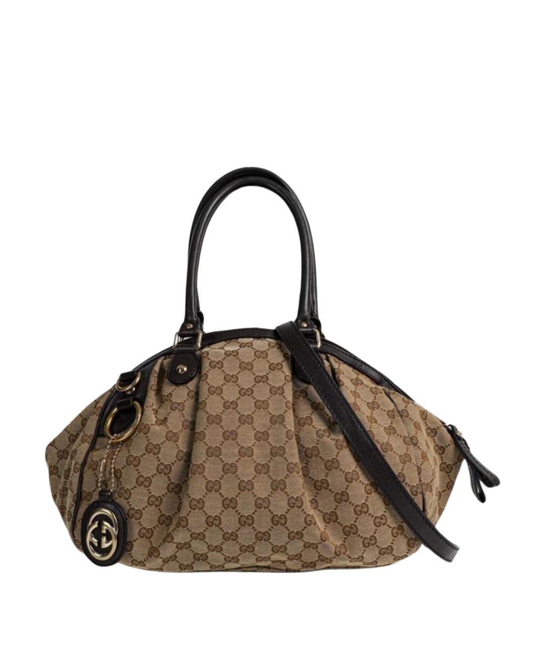 GUCCI Коричневая кожаная сумка с короткими ручками, фото 1