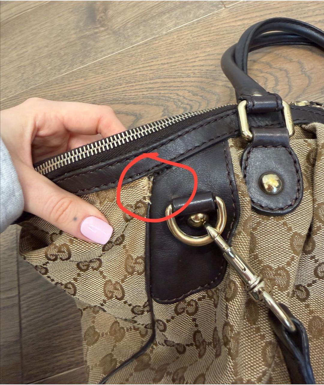 GUCCI Коричневая кожаная сумка с короткими ручками, фото 8