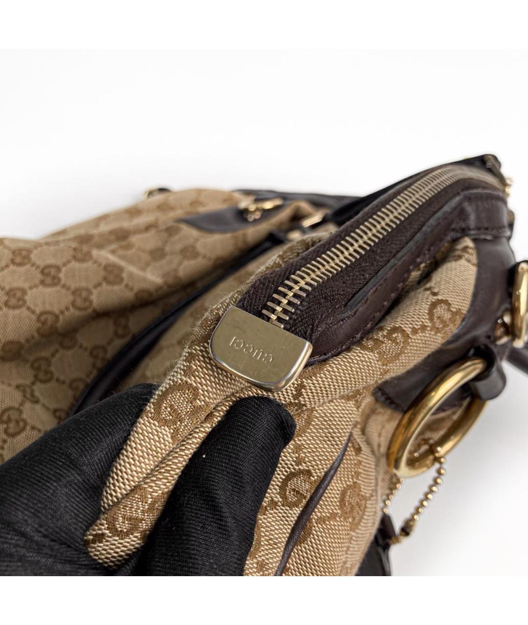 GUCCI Коричневая кожаная сумка с короткими ручками, фото 6