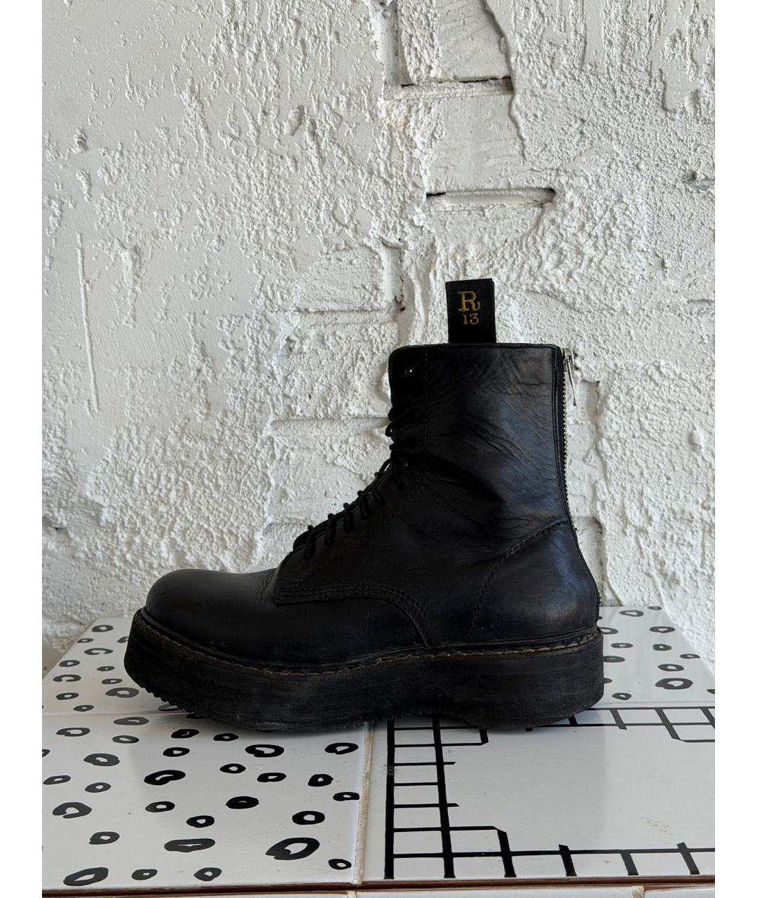 R13 Черные кожаные ботинки, фото 7