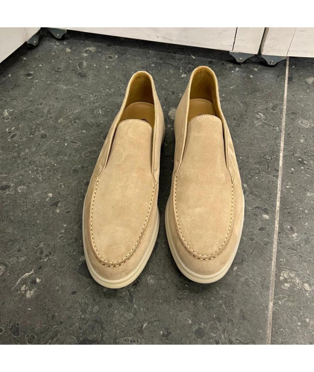 LORO PIANA Бежевые замшевые лоферы, фото 2