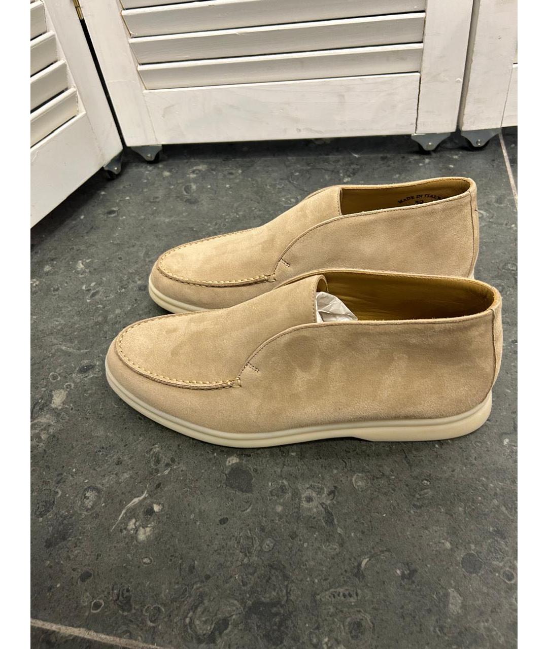 LORO PIANA Бежевые замшевые лоферы, фото 7