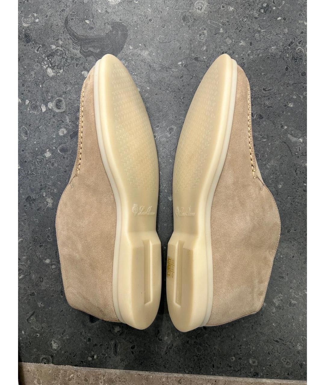 LORO PIANA Бежевые замшевые лоферы, фото 4