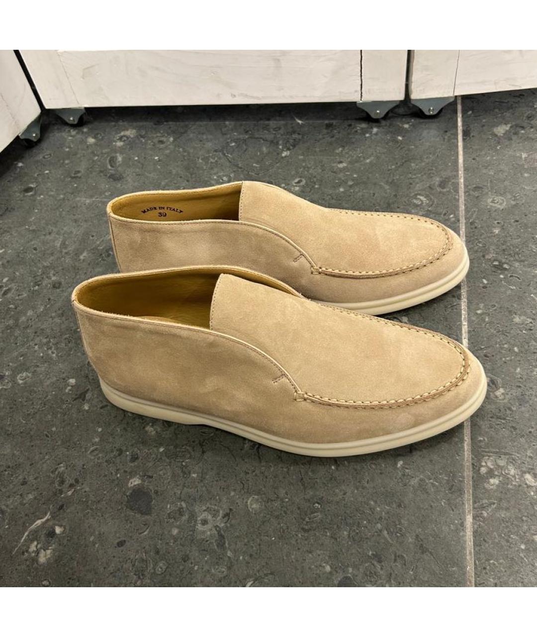 LORO PIANA Бежевые замшевые лоферы, фото 8