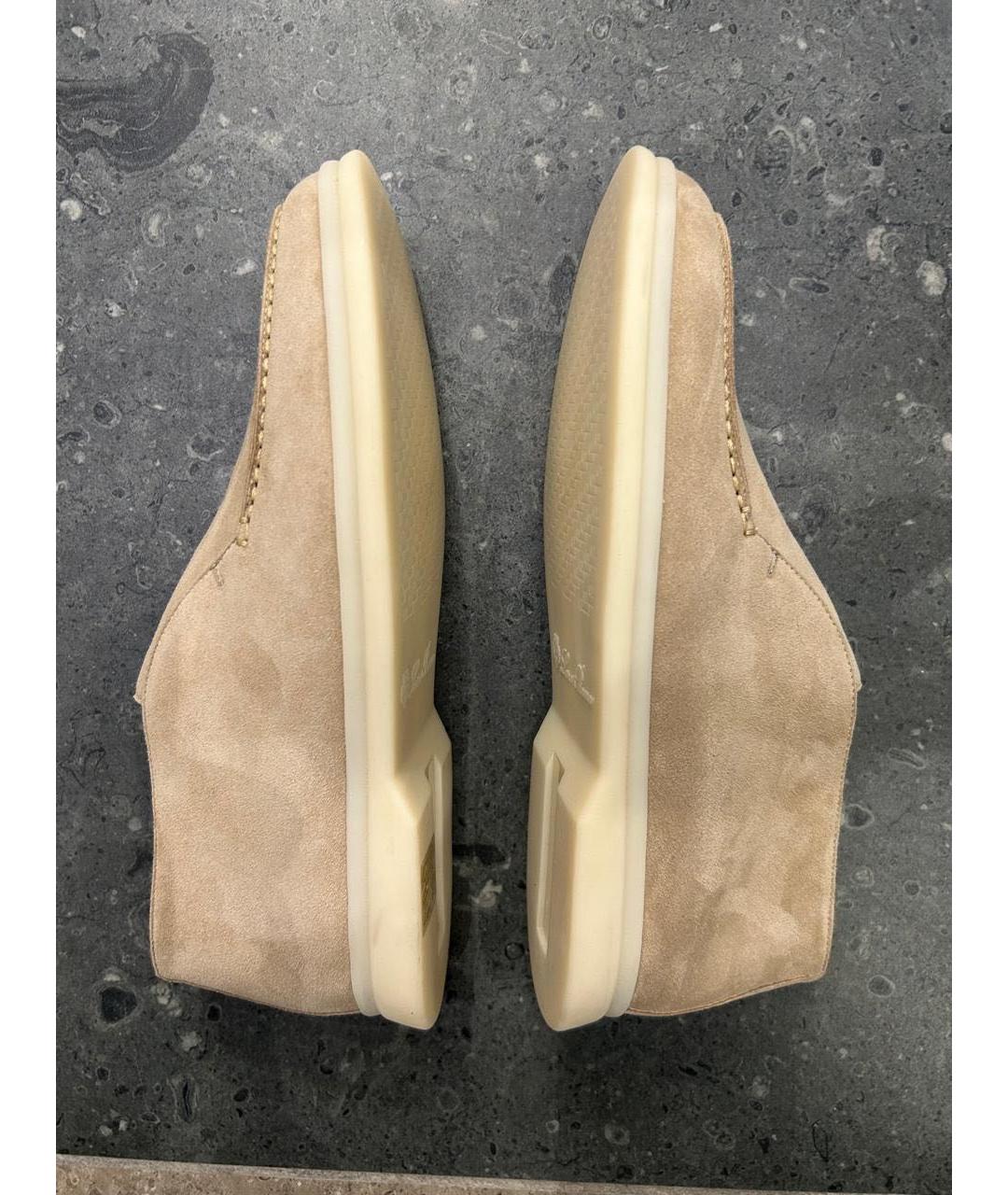 LORO PIANA Бежевые замшевые лоферы, фото 5
