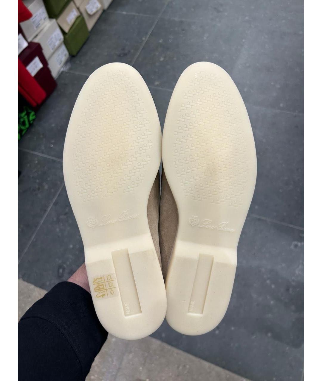 LORO PIANA Бежевые замшевые лоферы, фото 6