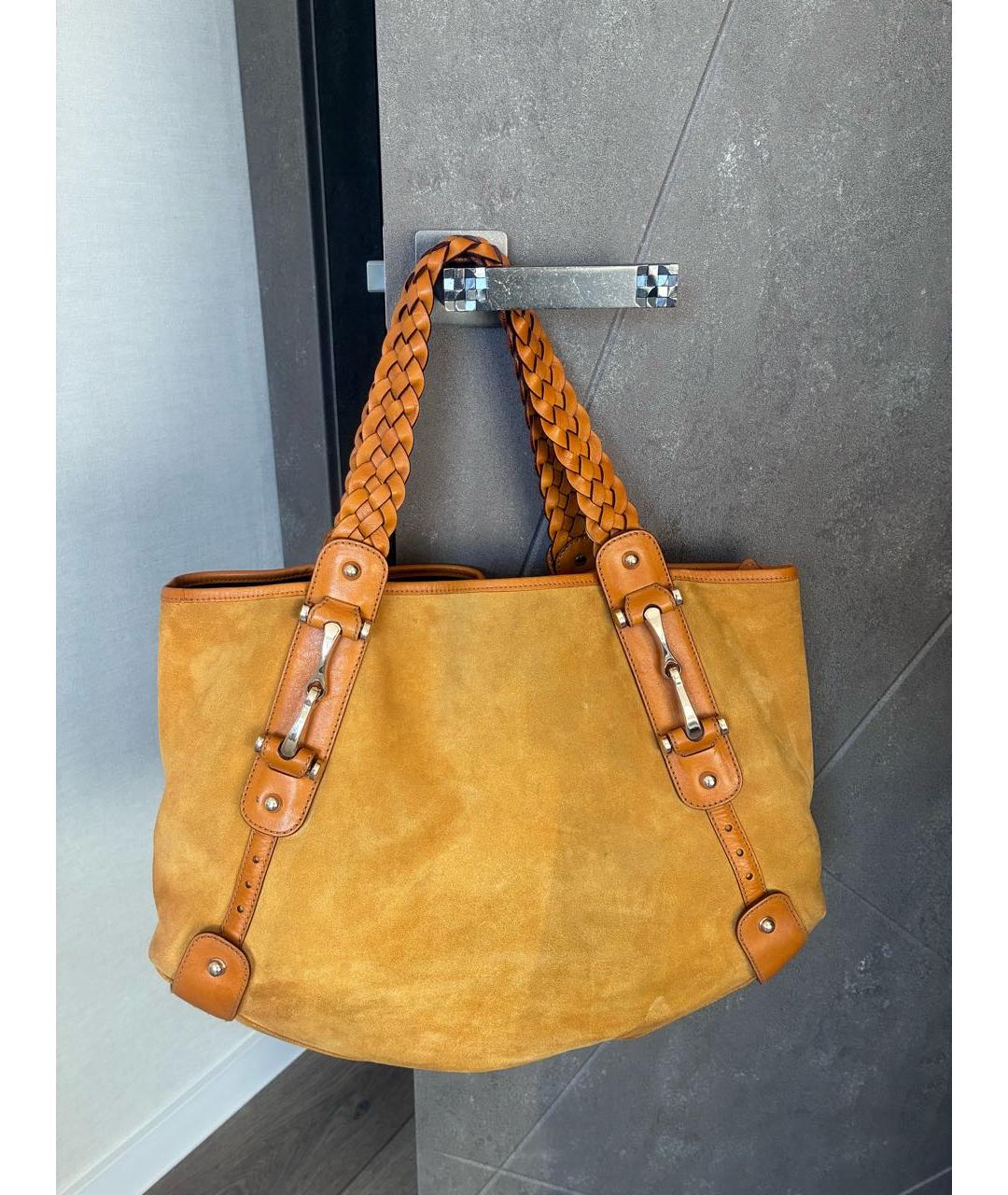 GUCCI Горчичная кожаная сумка с короткими ручками, фото 7