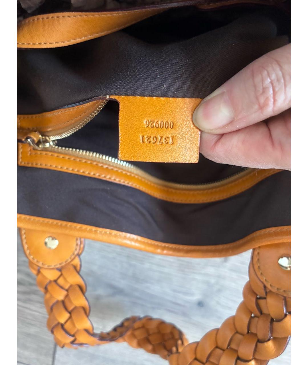 GUCCI Горчичная кожаная сумка с короткими ручками, фото 4
