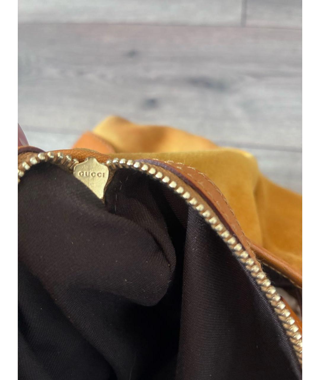 GUCCI Горчичная кожаная сумка с короткими ручками, фото 6