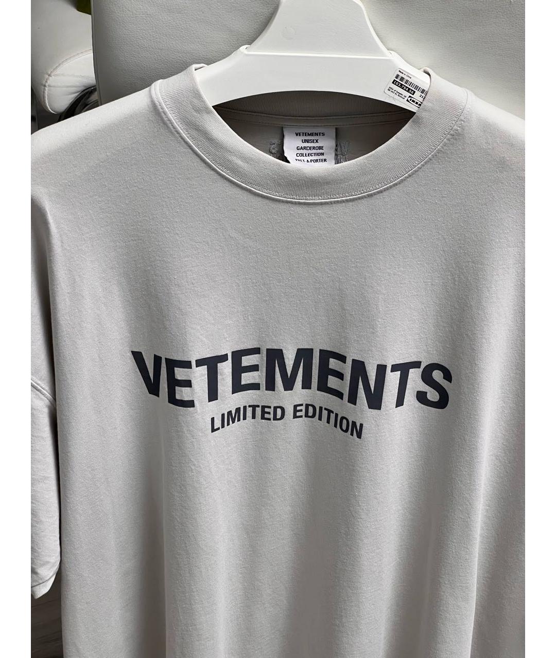 VETEMENTS Серая хлопковая футболка, фото 3