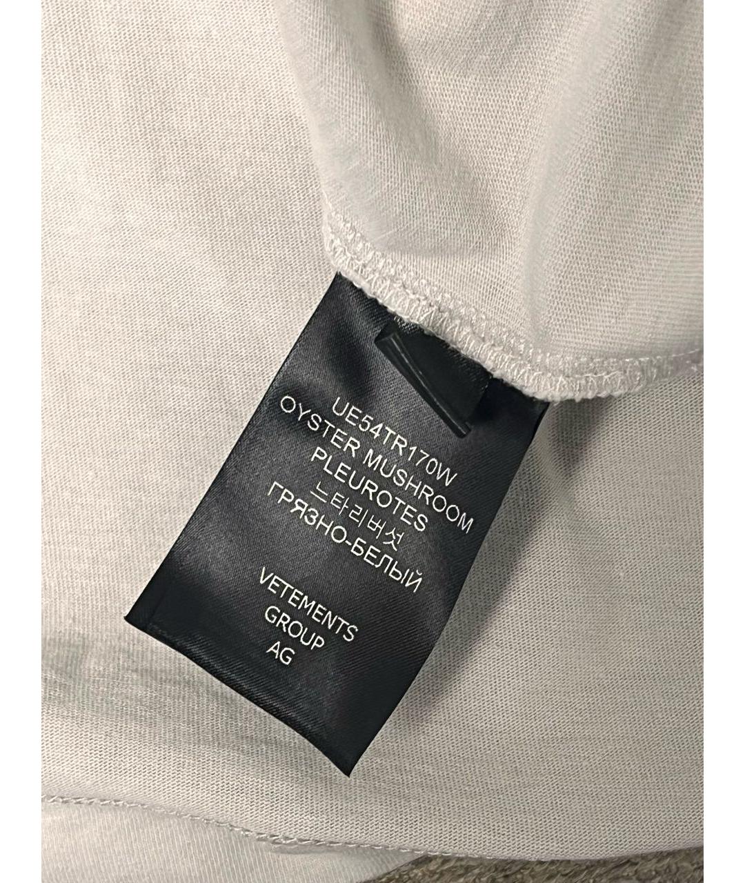 VETEMENTS Серая хлопковая футболка, фото 4