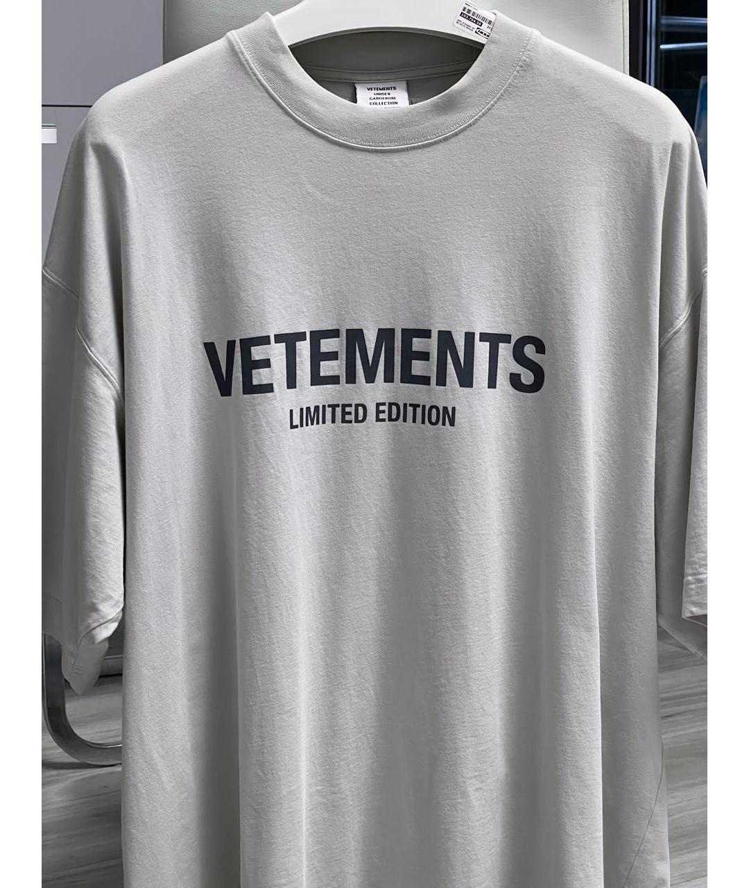 VETEMENTS Серая хлопковая футболка, фото 8