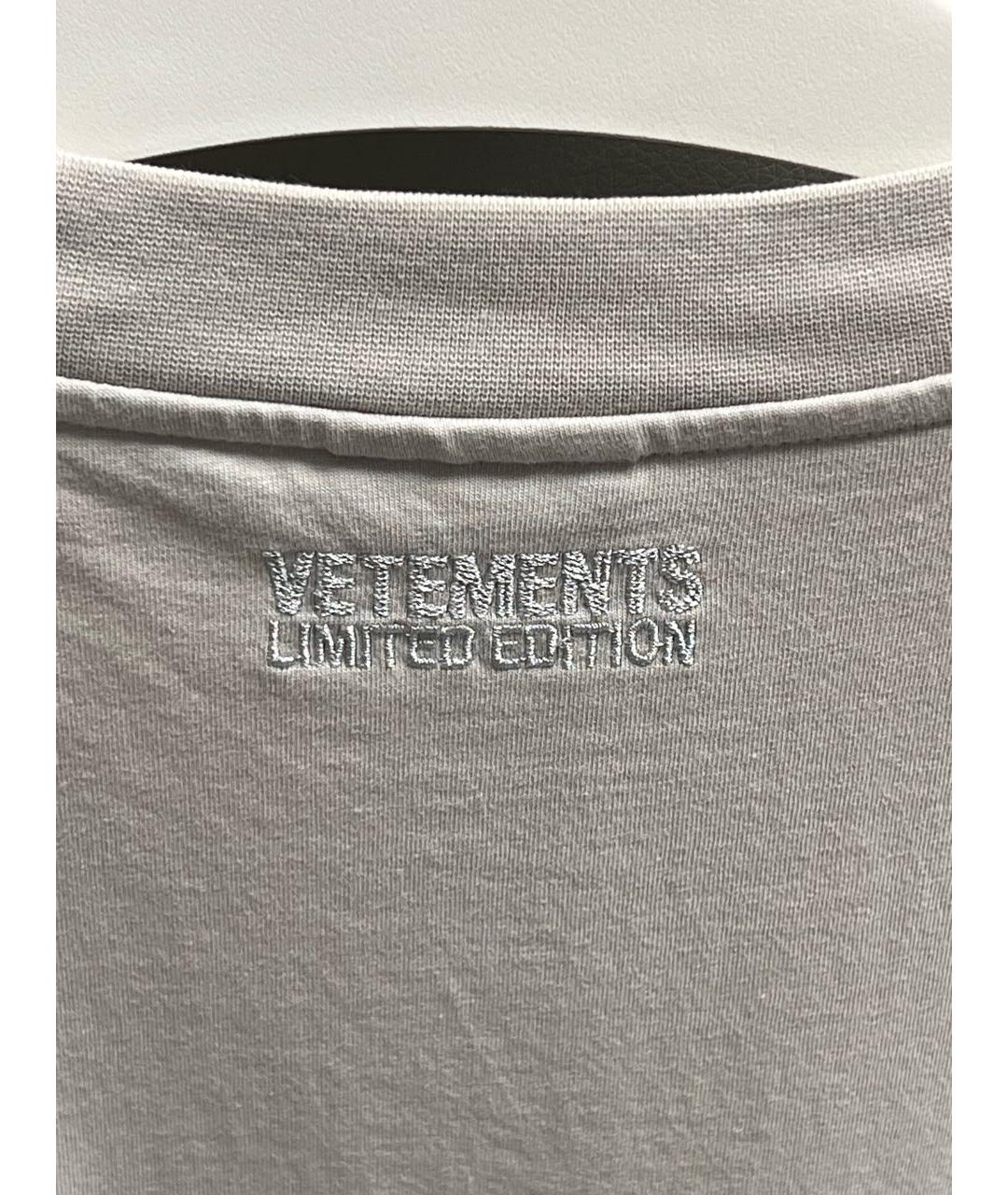 VETEMENTS Серая хлопковая футболка, фото 2