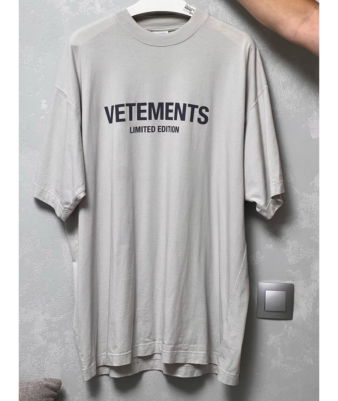VETEMENTS Серая хлопковая футболка, фото 9