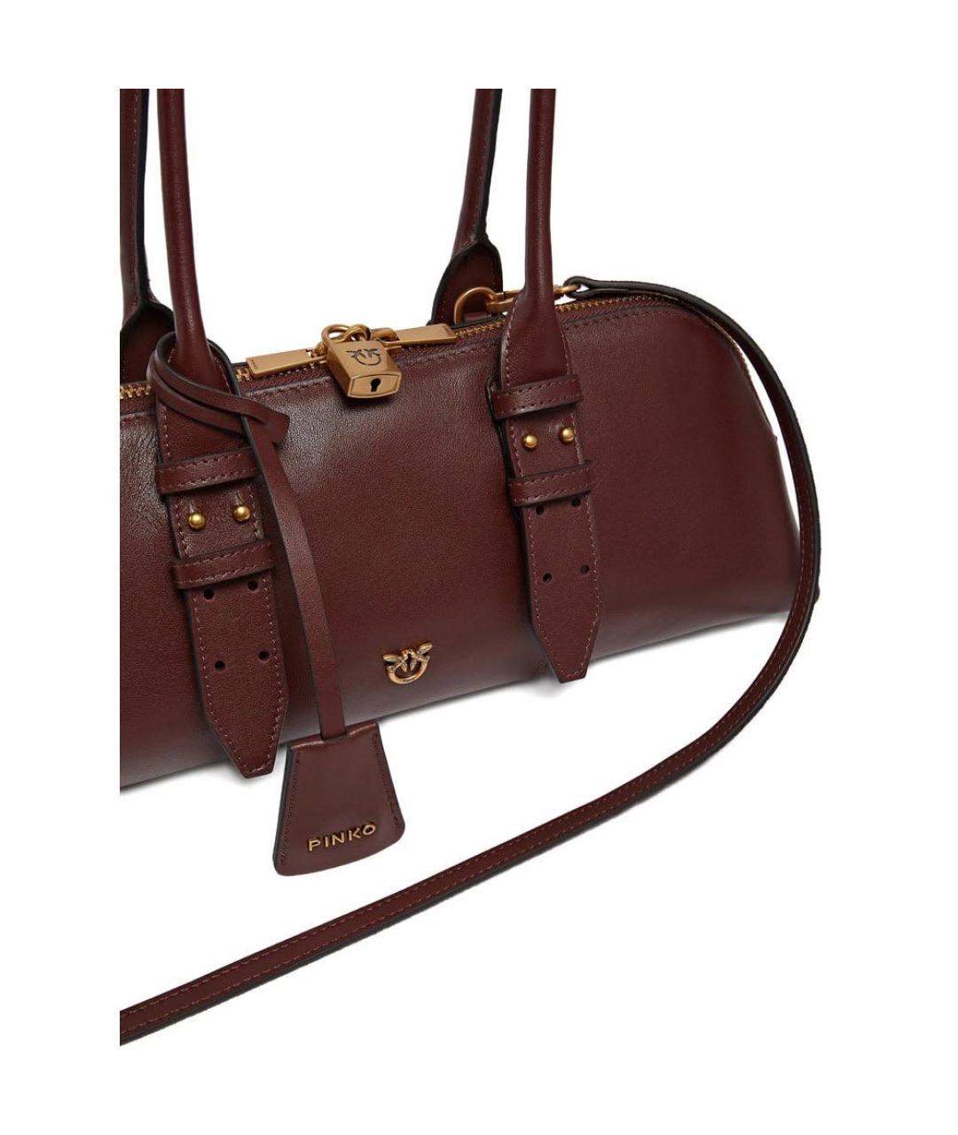 PINKO Бордовая кожаная сумка с короткими ручками, фото 2