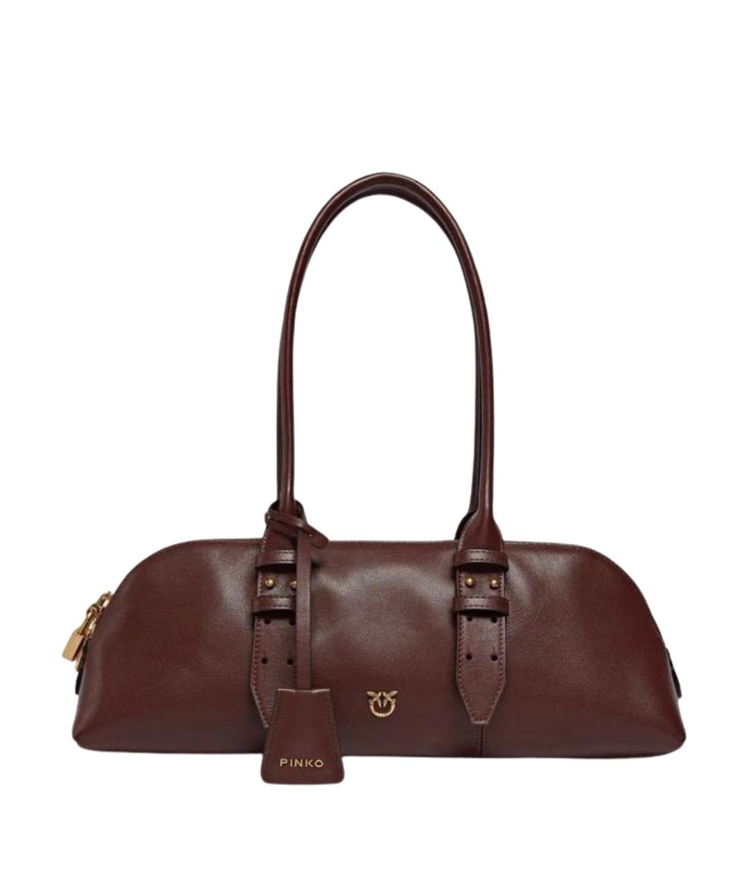 PINKO Бордовая кожаная сумка с короткими ручками, фото 1