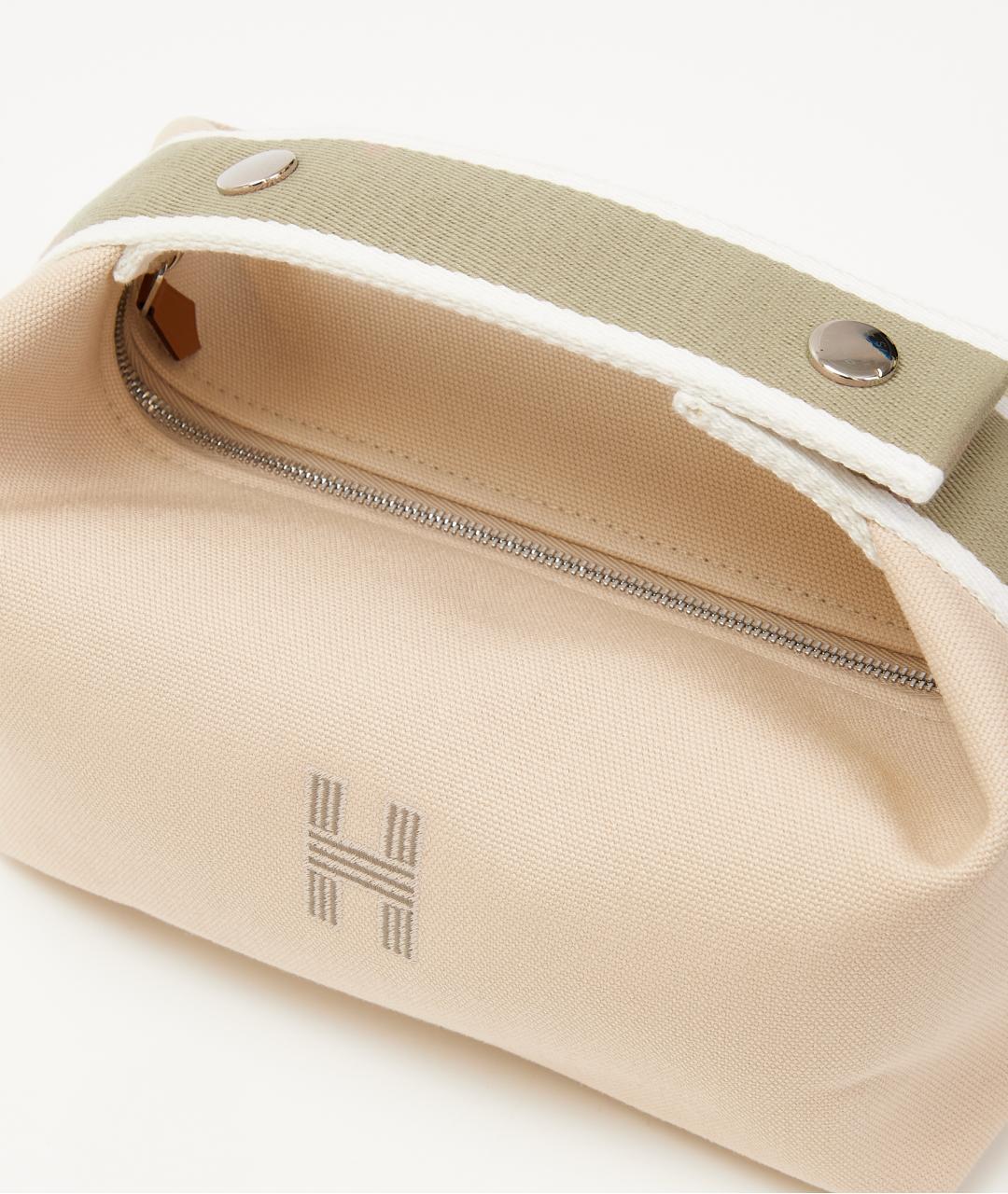 HERMES Бежевая хлопковая косметичка, фото 4