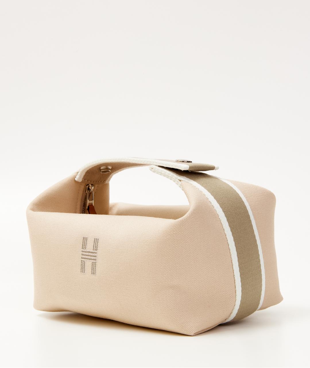 HERMES Бежевая хлопковая косметичка, фото 2