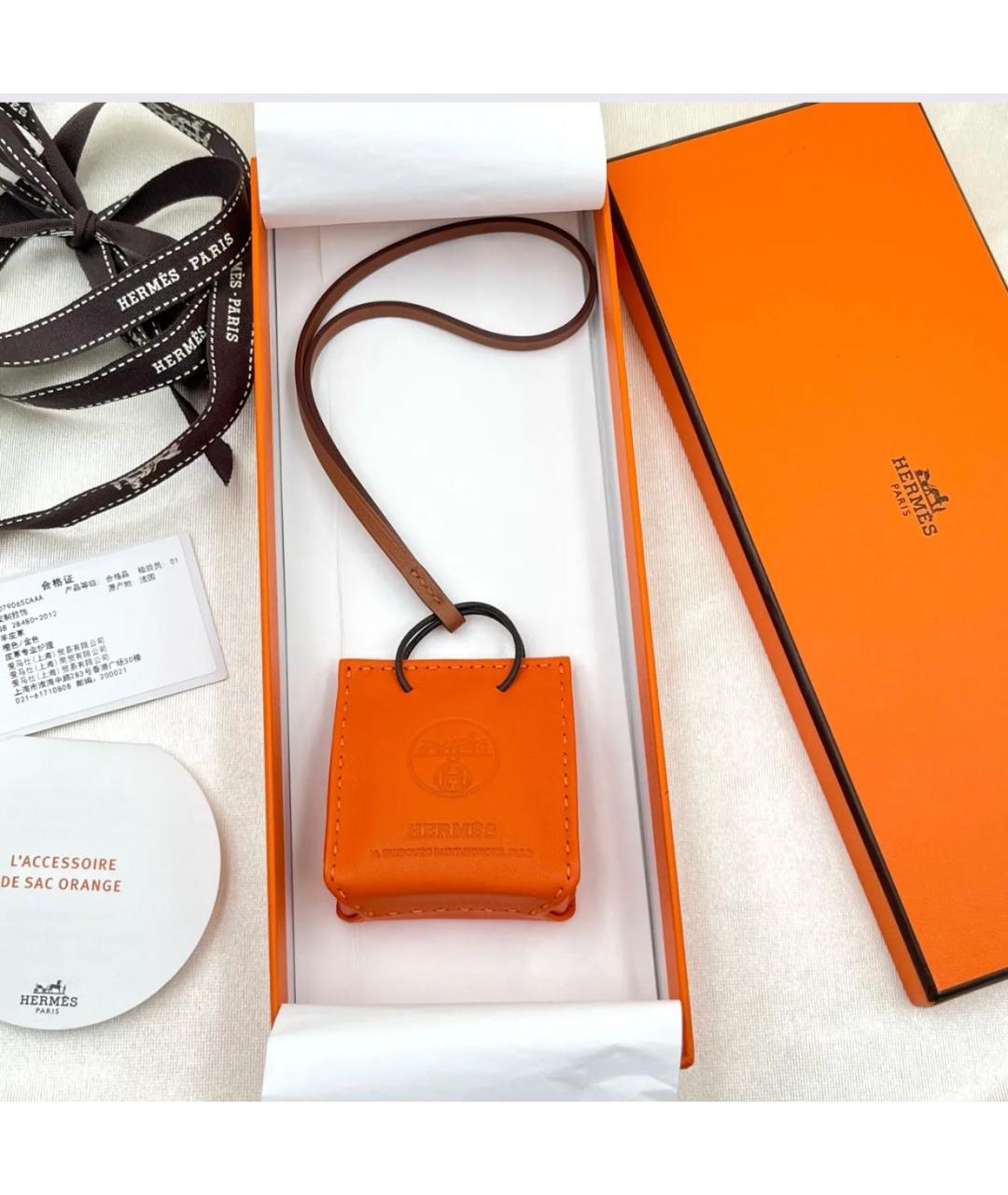 HERMES Оранжевый брелок, фото 5