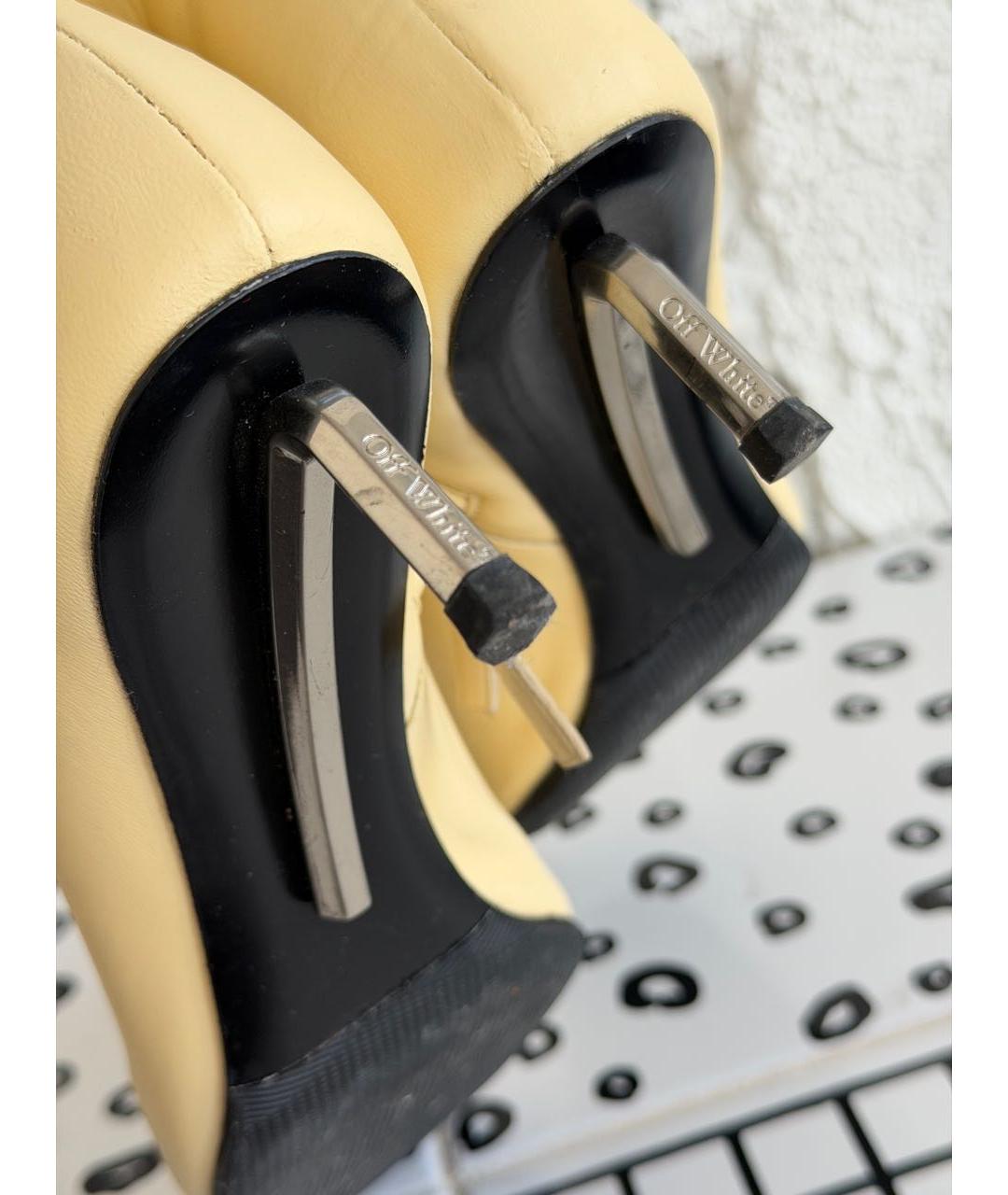 OFF-WHITE Желтые кожаные ботильоны, фото 5